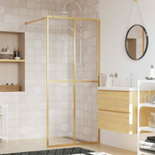 Greatstore Stena za tuš s prozornim ESG steklom zlata 80x195 cm