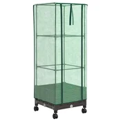 Vidaxl Cvetličnik z rastlinjakom in kolesi Rjava 40 x 40 x 129 cm PP