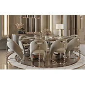 Casa Padrino luxury dining room set gray/dark gray/copper - 1 Luxury Dining Table & 8 Luxury Dining Chairs - Dining room furniture - Luxury furniture - Luxury furnishings