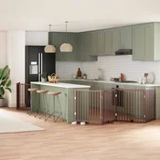 Ograda za pse z vrati zložljiva 12 panelov rjava 960 cm les - vidaXL - Rjava - 19.55 - 80 x 90 x 2 cm - 2025-vidaXL