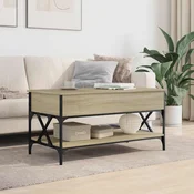 Greatstore Klubska mizica sonoma hrast 100x50x50 inženirski les in kovina
