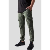 Washed Cargo Twill Jogging Pants Olive