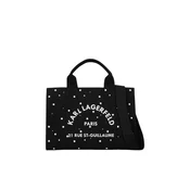 Karl Lagerfeld Nakupovalna torba Karl Lagerfeld Cabas Carré Perles Coton Noir črna