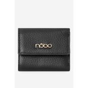 Womens Small Wallet Natural Leather Animal Pattern Nobo Black
