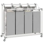HOMCOM HOMCOM koš za perilo kovina, Oxford tkanina 97D x 38Š x 81V cm sivo, (5000242318)