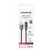 Swissten LCD kabel USB-A / USB-C 1,5 m