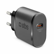 SBS - 15 W USB-C polnilni adapter, črn