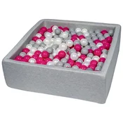 slomart Suhi bazen z 450 žogicami, 90x90 cm, barve: biserna, roza, siva