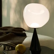 Tom Dixon LED namizna svetilka Melt Cone Fat, opal/črna, 47 cm - Dnevna soba/jedilnica - Dizajn - črn, opal - Kovina