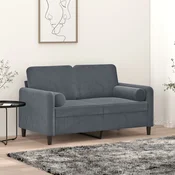 Ukrasni jastuci 2 kom tamnosivi O 15 x 50 cm baršunasti