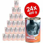 SMILLA PERUTNINSKA ENO LONČNICA MAČJA HRANA - VREDNOSTNI PAKET 24 X 400 G - RAZPISNA PERUTNINA Z RIBAMI
