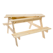 Timbela Piknik miza za otroke s peskovnikom, trden les jelke - zunanja in notranja uporaba - 90x90xV50 cm - Timbela M010-1, (21827972)
