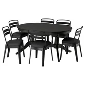 ROSENTORP/RAMSNÄS Miza in 6 stolov, črna/črna, 160/215x110 cm