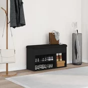 Klupa za cipele Crna 80 x 30 x 45 cm Konstruirano drvo