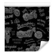 Fototapeta z motivom starodobnih motorjev in starinskimi napisi 50x1000 cm