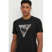 Pamučna majica Guess FURIO za muškarce, boja: crna, s tiskom, Z4YI12.I3Z14
