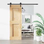 vidaXL Drsna vrata Naravna in črna 70 x 210 cm Masiven borov les