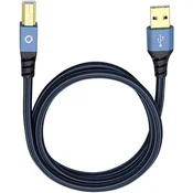 Oehlbach USB 2.0 priključni kabel [1x USB 2.0 vtič A - 1x USB 2.0 vtič B] 10 m modri, pozlačeni kontakti Oehlbach USB Plus B