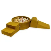 shumee Penasto igrišče z okroglim bazenom 90x30 Velvet gold + 200 žog: svetlo zlato, bež, biserno, rožnato zlato