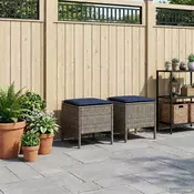 Vrtni otoman 2 Komad Siva i tamnoplava 38 x 38 x 45 cm PE ratan