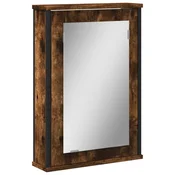 Vidaxl Kopalniška omarica z ogledalom dimljeni hrast 42x12x60 cm