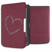 Preklopna futrola s dizajnom srce za PocketBook Touch Lux 3 / Basic Lux / Basic Touch 2 - tamnocrvena
