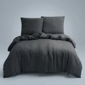 Nikcorp Komplet posteljnine 5-delni Microfibre temnosiva, mehak zračen tekstil: rjuha z elastiko 180x200+35 cm, prevleki 2x 135x200 cm, 2x 80x80 cm, dvojna zadrga, OEKO-TEX Standard 100