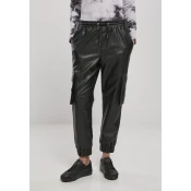 Womens Cargo Pants Made of Faux Leather Black