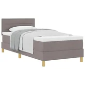 Vidaxl Postelja z vzmetnico z blazino Taupe 90 x 190 cm blago