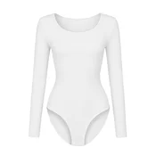cfab Oblikovanje postave Longsleeve Bodysuit Sculpting Shapewear with Briefs bela