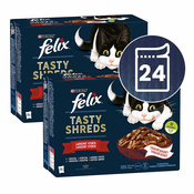 FELIX Tasty Shreds mix vrečke z okusnim mesom v soku 24x80 g