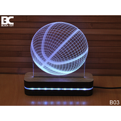 Black Cut 3D Lampa Košarkaška Lopta RGB