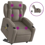 MAISON CHIC Električni masažni naslanjač - Relax naslanjač s funkcijo vstajanja taupe, (22042575)