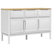 Vidaxl Garderobna omara FLORO bela 114x43x74 cm trdna borovina