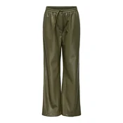 Only Ženske pantalone Jovana, Kožne, Široke nogavice, Zelene
