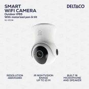 DELTACO SMART HOME WiFi kamera pokretna VANJSKA, IP65 cert, 2MP, Senzor pokreta BIJELA