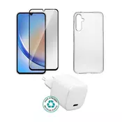 eSTUFF Komplet za Samsung Galaxy A35 Polnilec, ovitek, steklo. Rjava škatla.