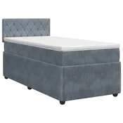 vidaXL Postelja boxspring z vzmetnico Temno siva 90 x 200 cm Žamet