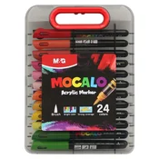 Akrilni marker M&G MOCALO, s čopičem - komplet 24 barv