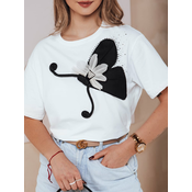 T-shirt damski ze zdobieniem PEARLTHY biała Dstreet