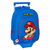 Školski Ruksak s Kotacima Super Mario Play Plava Crvena 28 x 34 x 10 cm