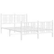 Vidaxl Kovinski posteljni okvir z vzglavjem in vznožjem bel 120x190 cm