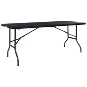 vidaXL Zložljiva vrtna miza 180x75x72 cm HDPE imitacija ratana