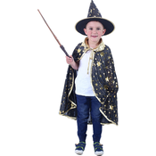 Rappa Otroški črni plašč s klobukom čarovnice/Halloween