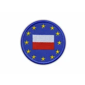 shumee Našitek Zastava Evropske unije (Poljska) - Podlaga za nalepko z likanjem/toplotnim varjenjem - Vezen našitek/značka/emblem
