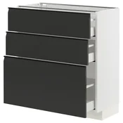 METOD / MAXIMERA Podni element s 3 fioke, bela/Upplöv boja antracita, mat, 80x37 cm