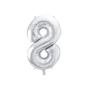 shumee Folija balon številka 8, 86 cm, srebrn