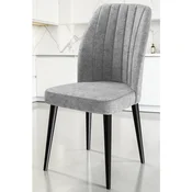 Hanah Home set trpezarijskih stolica Etra 8 kom, siva tkanina Jerry, crne drvene noge