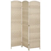 HOMCOM Notranji paravan s 3 krili zložljiv, 135x180 cm predelna stena za notranje prostore samostoječ prepleten iz PP IN borovega lesa za dom, dnevno sobo IN pisarno, hrast