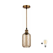 BRILAGI-LED Luster na sajli RETRO GLASS 1xE27/60W/230V precnik 14 cm zlatni/duvanski braon